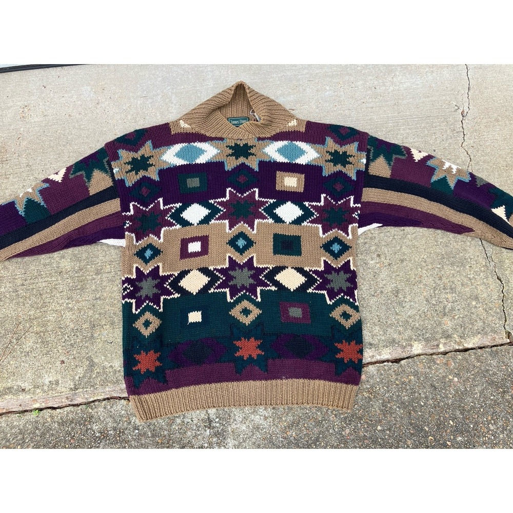 VTG 1980s James Davis  Aztec Southwestern Sweater One Size Knit Pullover Women's